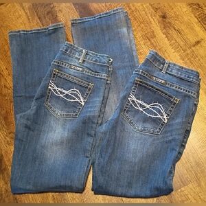 Two Cowgirl Tuff Co. "Don't Fence Me In" Women's Jeans Size 32 and a Size 33